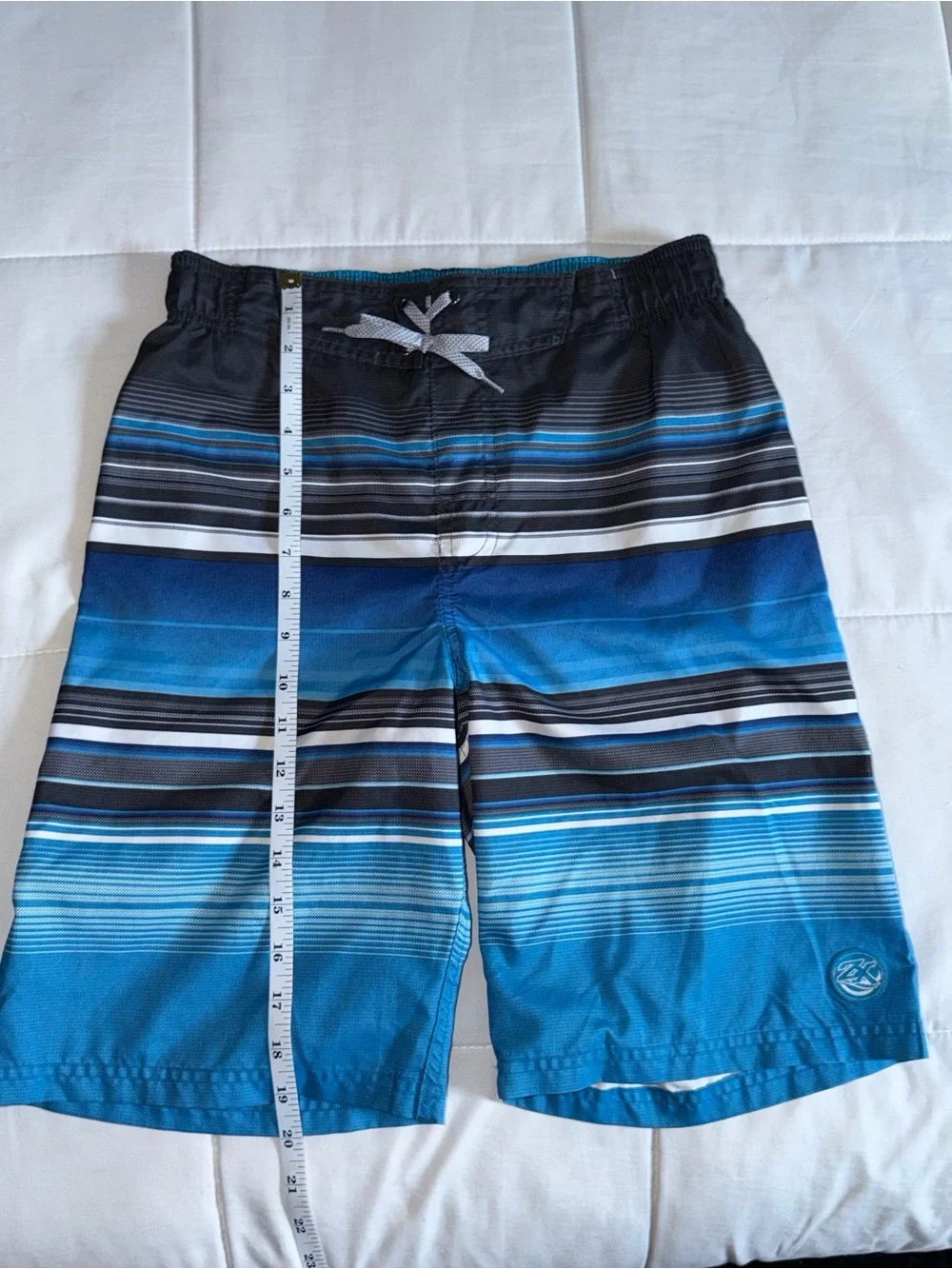 Boys Blue Striped Swim Trunks - Large